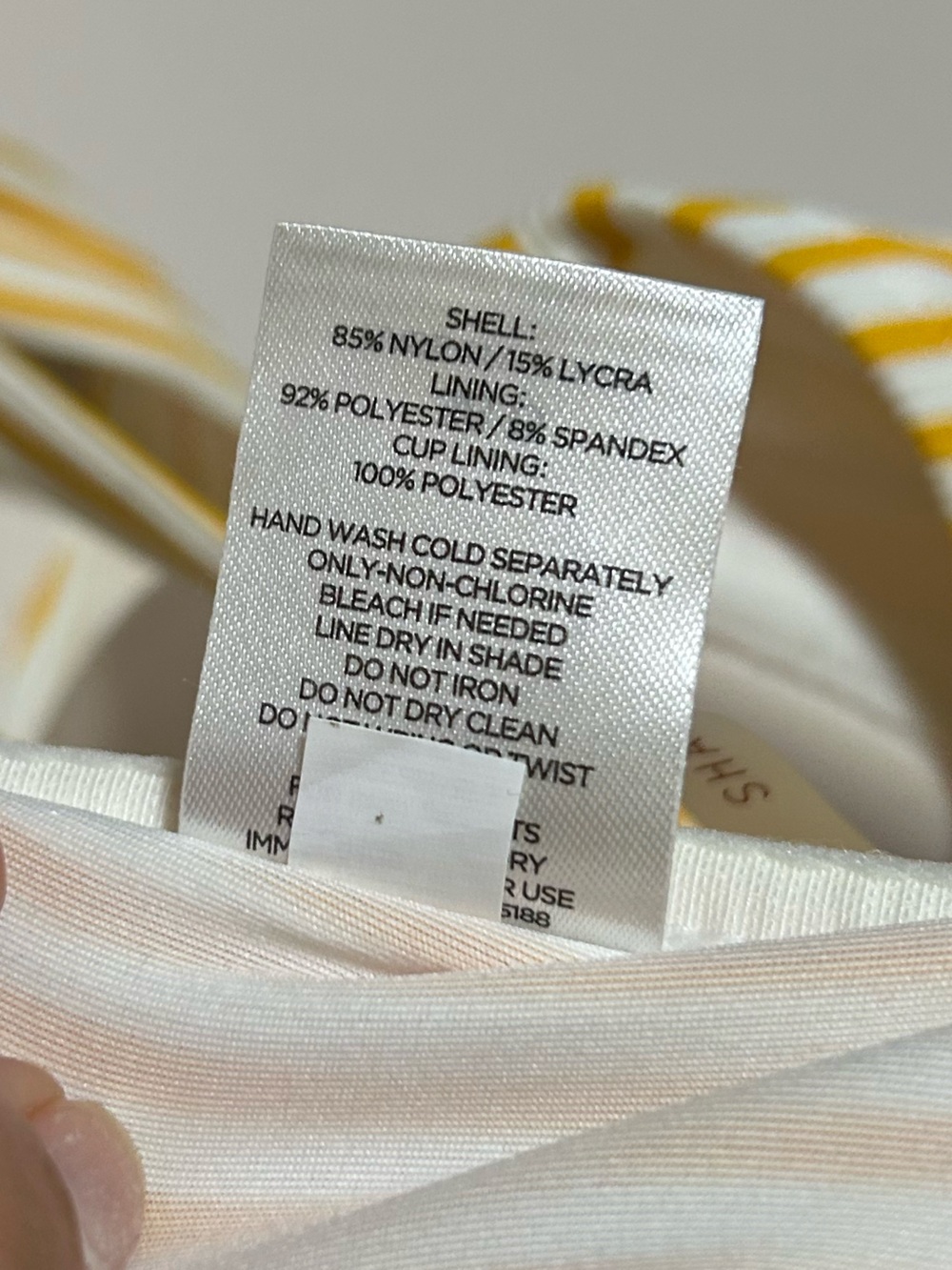 Striped Yellow & White Bikini Top Size 38D - Picture 7 of 9